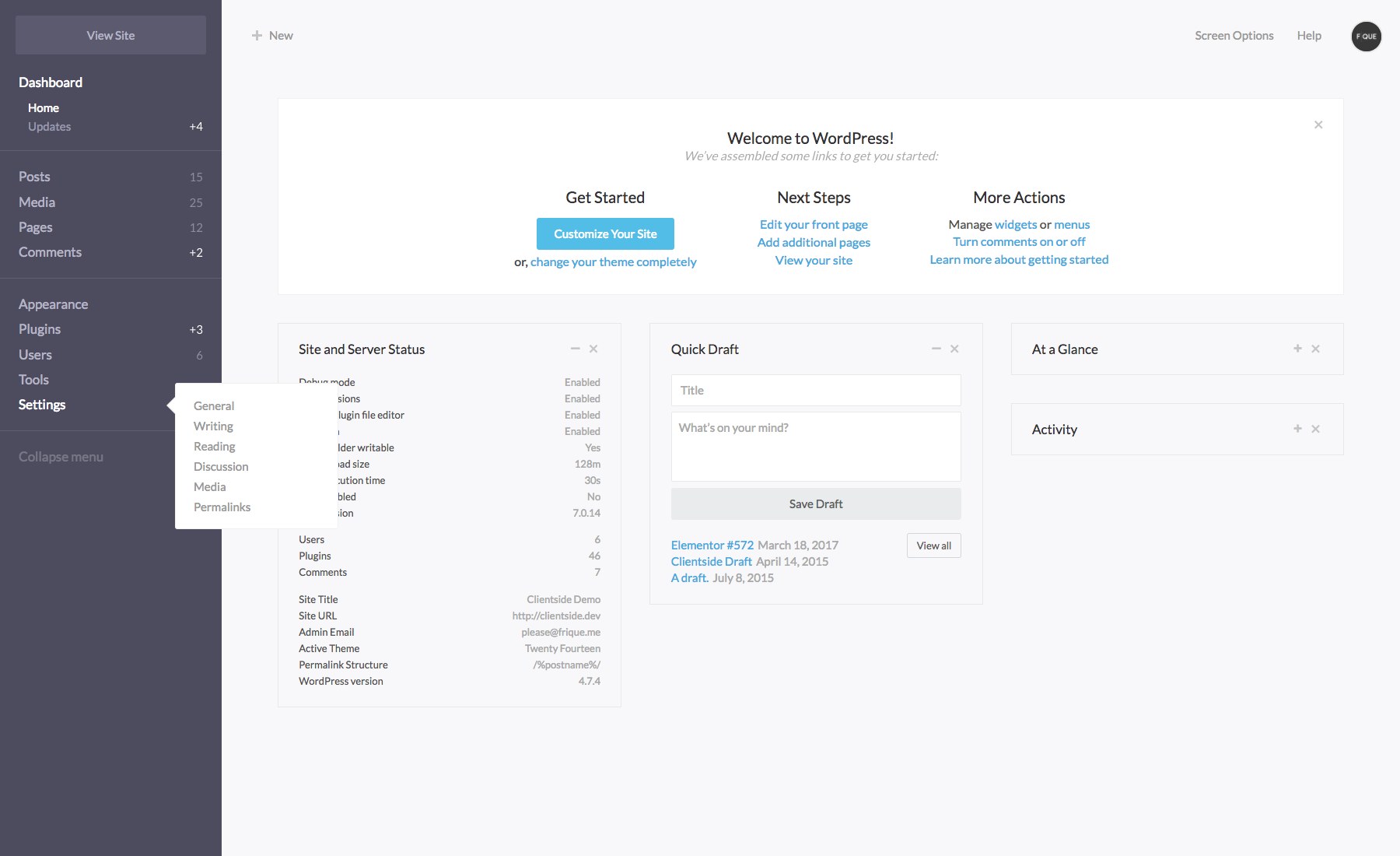 Clientside - WordPress Admin Theme 客户端 - WordPress后台管理主题插件