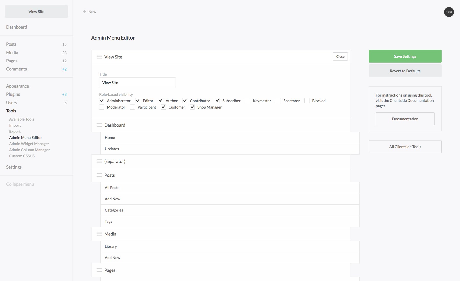 Clientside - WordPress Admin Theme 客户端 - WordPress后台管理主题插件