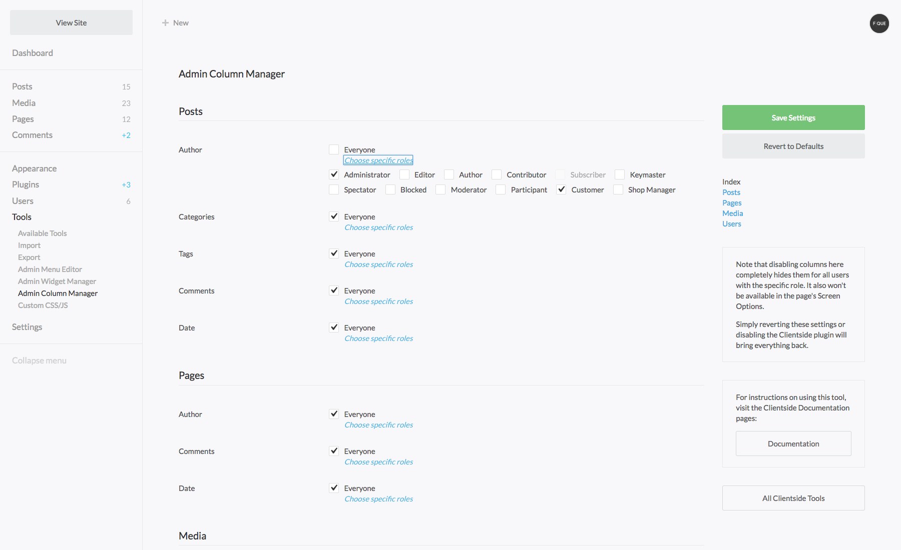 Clientside - WordPress Admin Theme 客户端 - WordPress后台管理主题插件