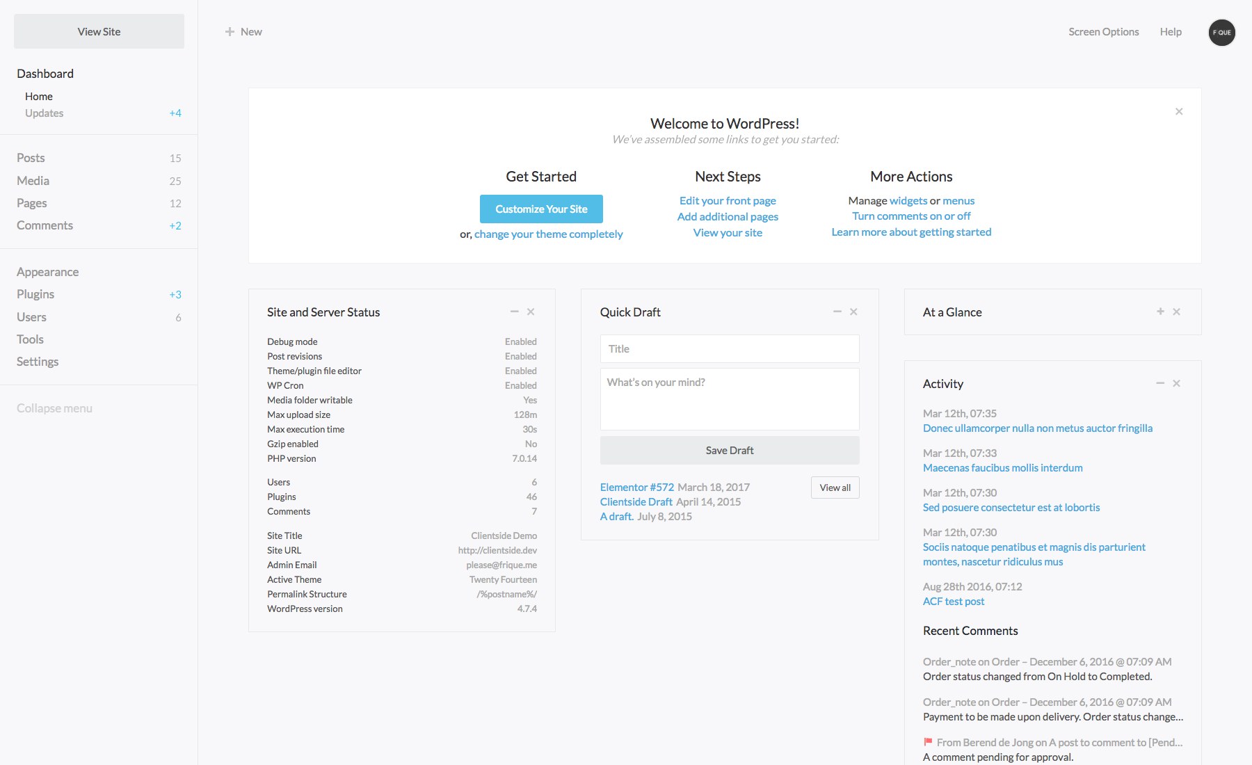 Clientside - WordPress Admin Theme 客户端 - WordPress后台管理主题插件